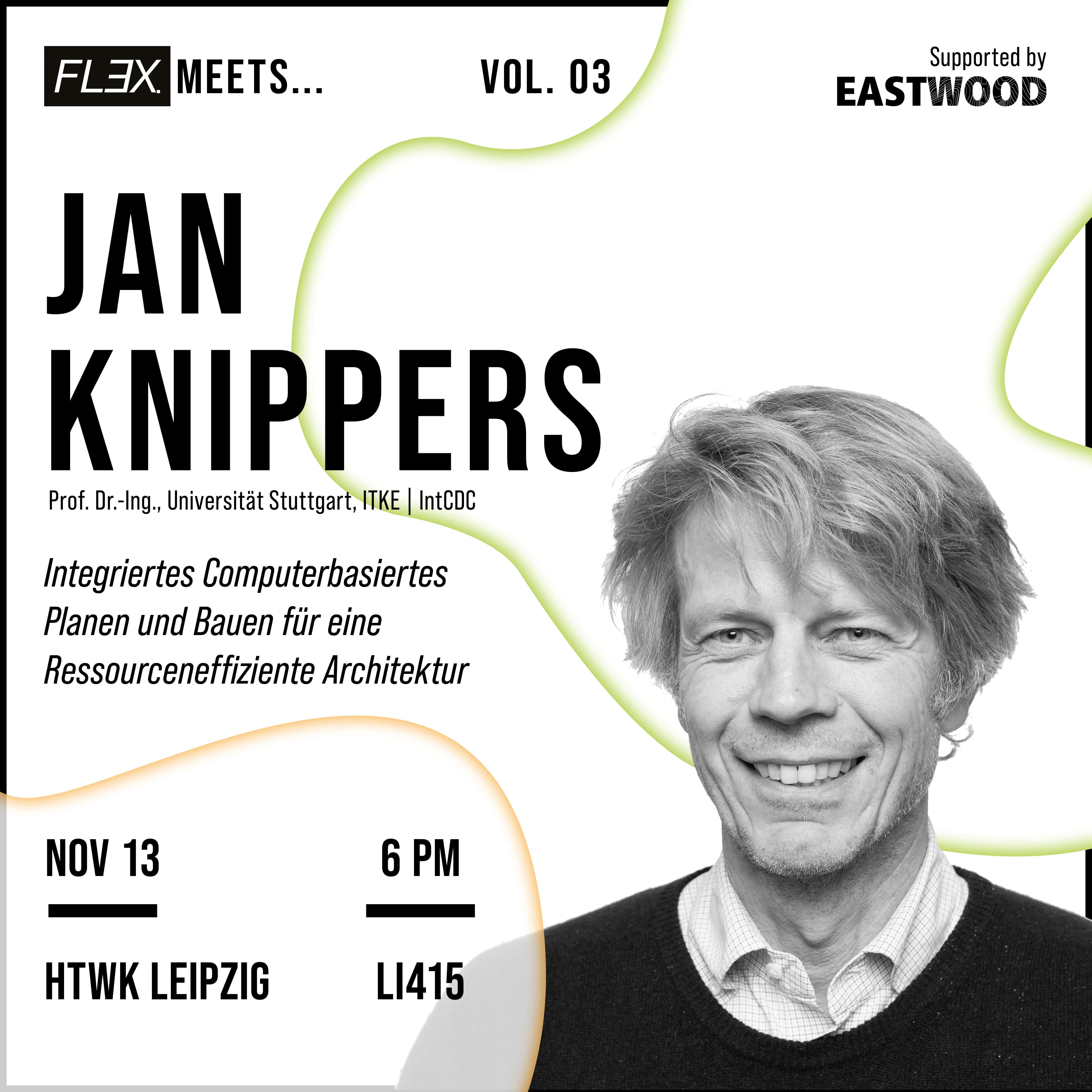 Zu sehen ist Jan Knippers, der bei der Vortragsreihe „FLEX meets …" sprechen wird.