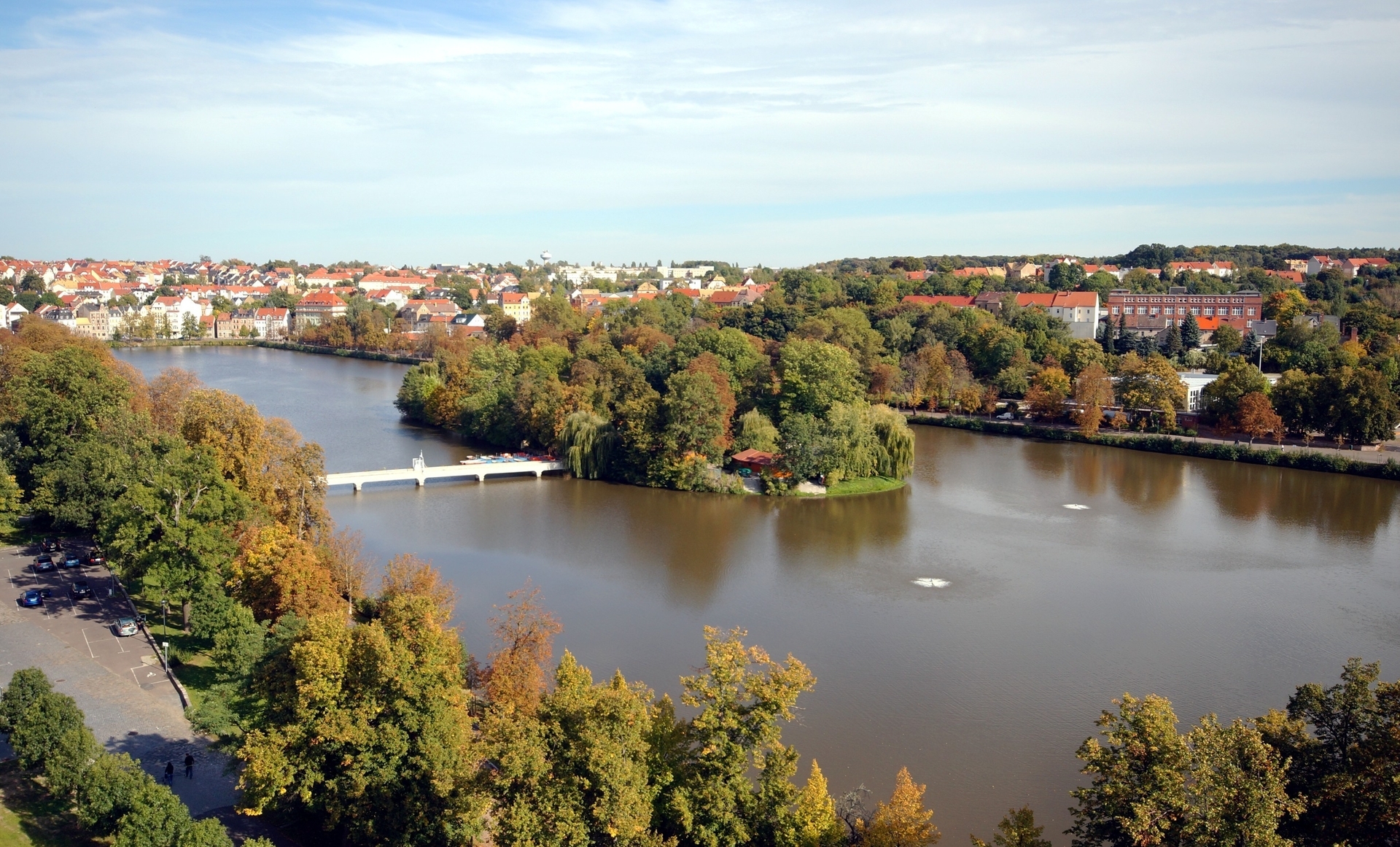 Eine Luftaufnahme des Großen Teichs in Altenburg