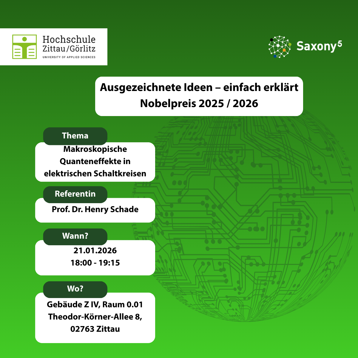Der Flyer für Nobelpreis einfach erklärt: Makroskopische Quanteneffekte in elektrischen Schaltkreisen